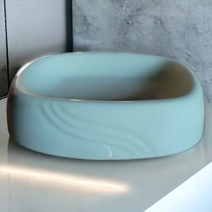 Vtg Ceramic Turquoise Green Bathroom Kitchen Sink Scrub Soap Dish Tray Holder